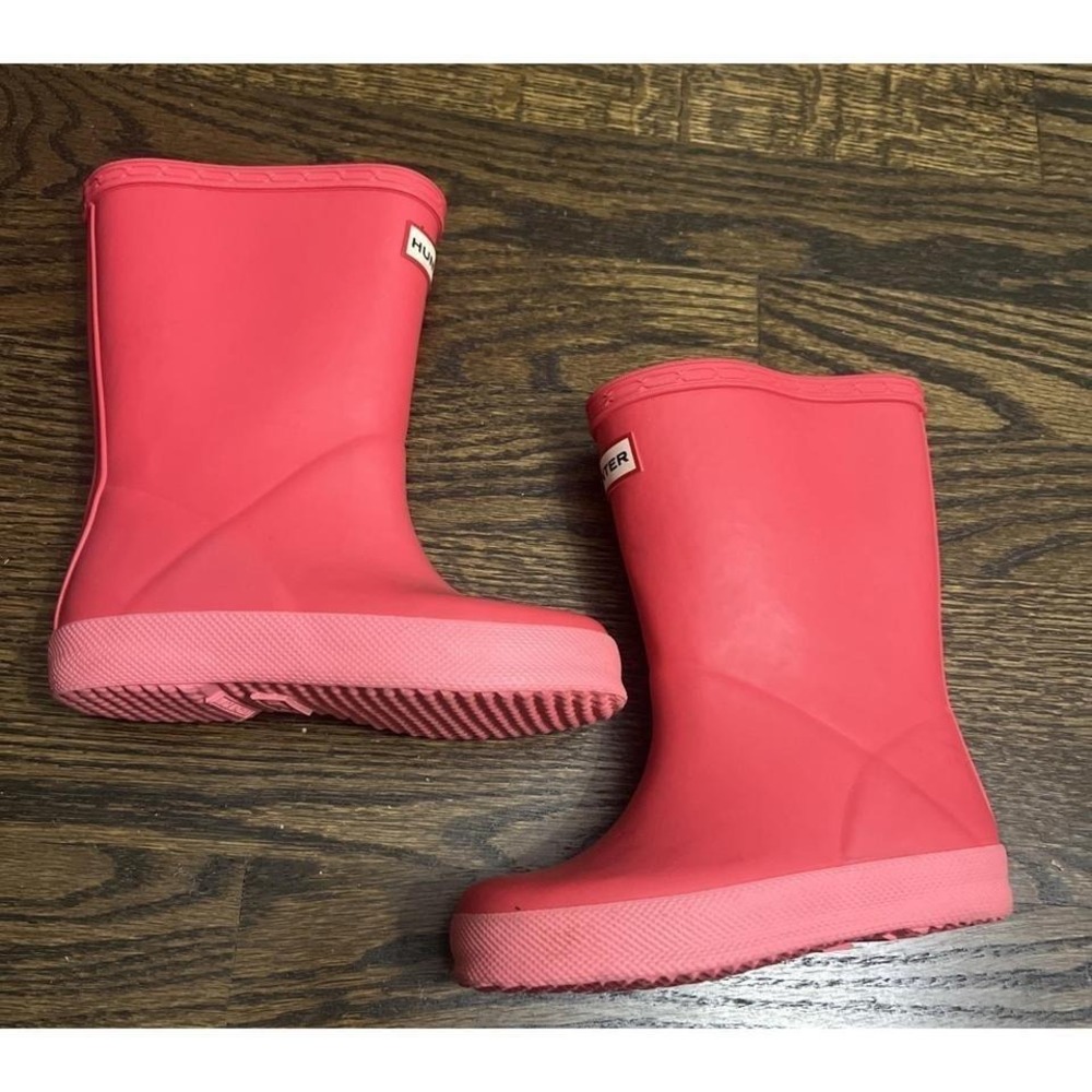 Hunter Rain Boots Kids Girls Dark Pink 6/7 Toddlers  Preowned